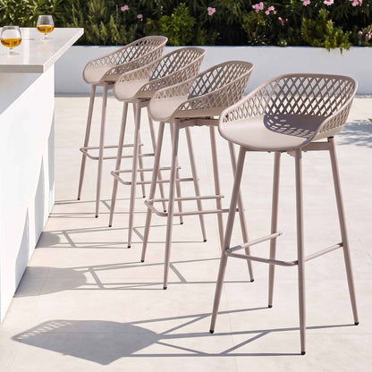 Gardeon 4-Piece Outdoor Bar Stools Plastic Metal Dining Chair Furniture Coffee