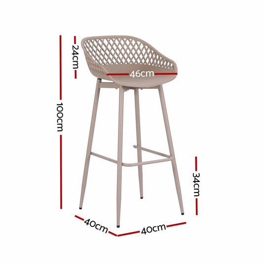 Gardeon 4-Piece Outdoor Bar Stools Plastic Metal Dining Chair Furniture Coffee