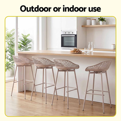 Gardeon 4-Piece Outdoor Bar Stools Plastic Metal Dining Chair Furniture Coffee