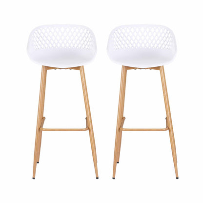 Gardeon 2PC Outdoor Bar Stools Plastic Metal Dining Chair Patio Furniture White