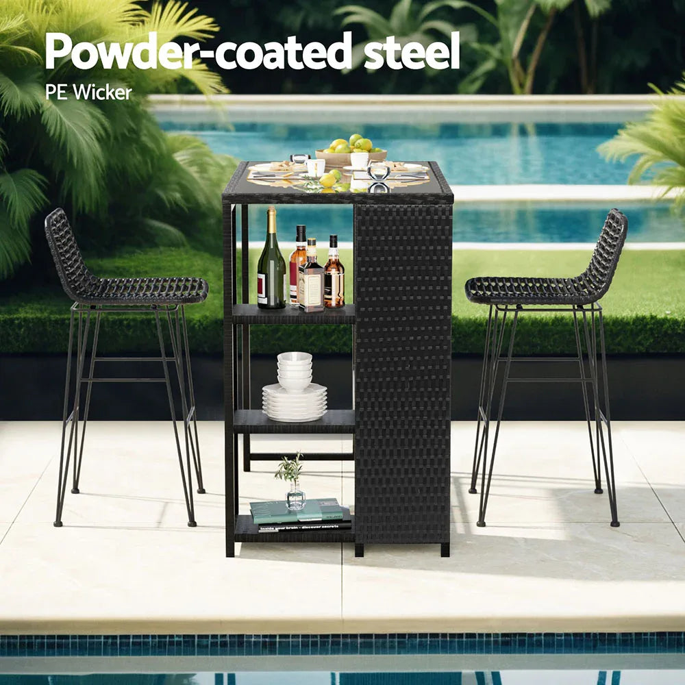 Gardeon Outdoor Bar Set Patio Furniture Dining Chairs Table and Chairs Wicker - Mekamart Australia