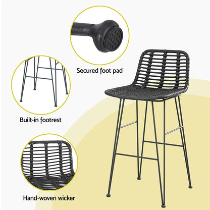 Gardeon Outdoor Bar Set Patio Furniture Dining Chairs Table and Chairs Wicker - Mekamart Australia