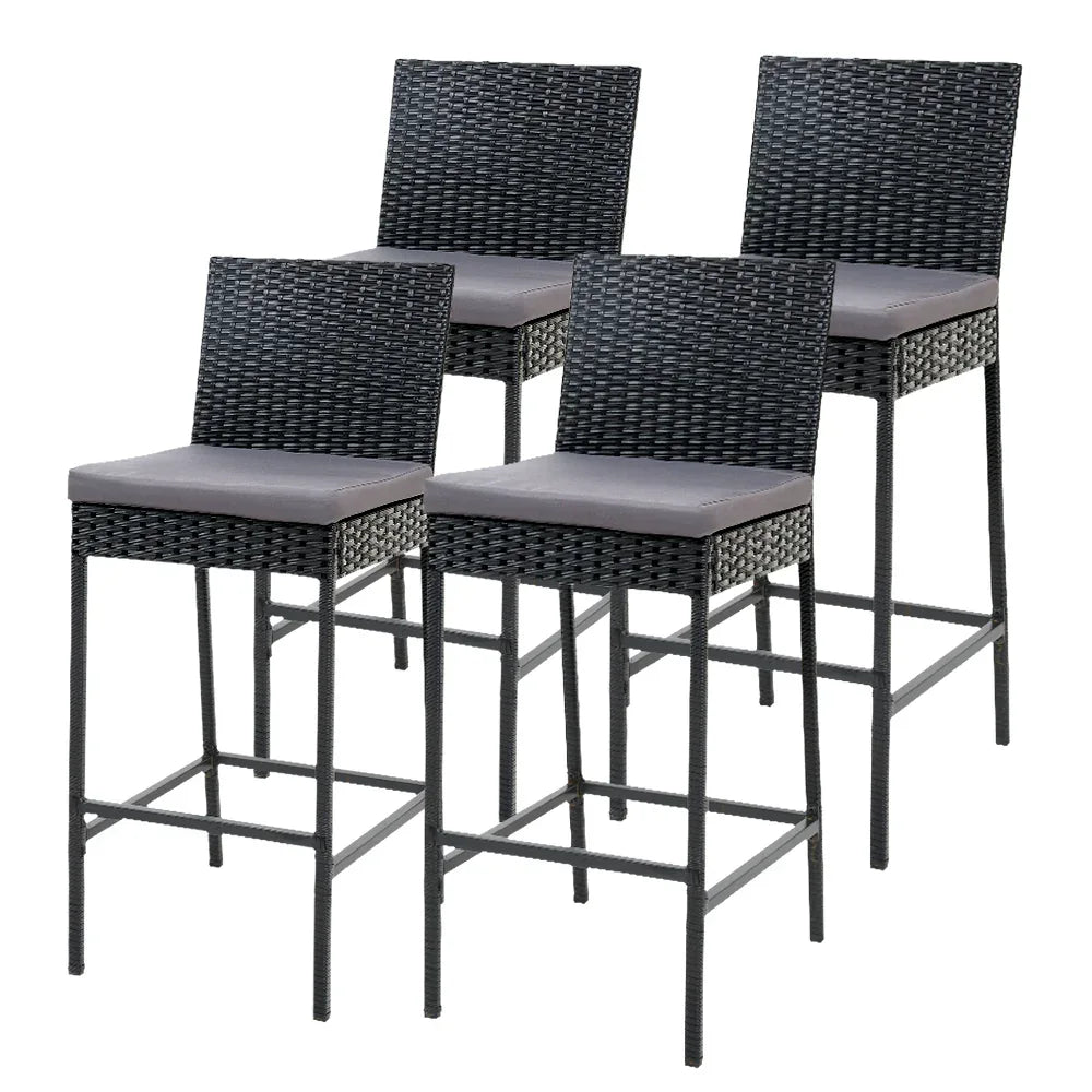 Gardeon 4-Piece Outdoor Bar Stools Dining Chair Bar Stools Rattan Furniture - Mekamart Australia
