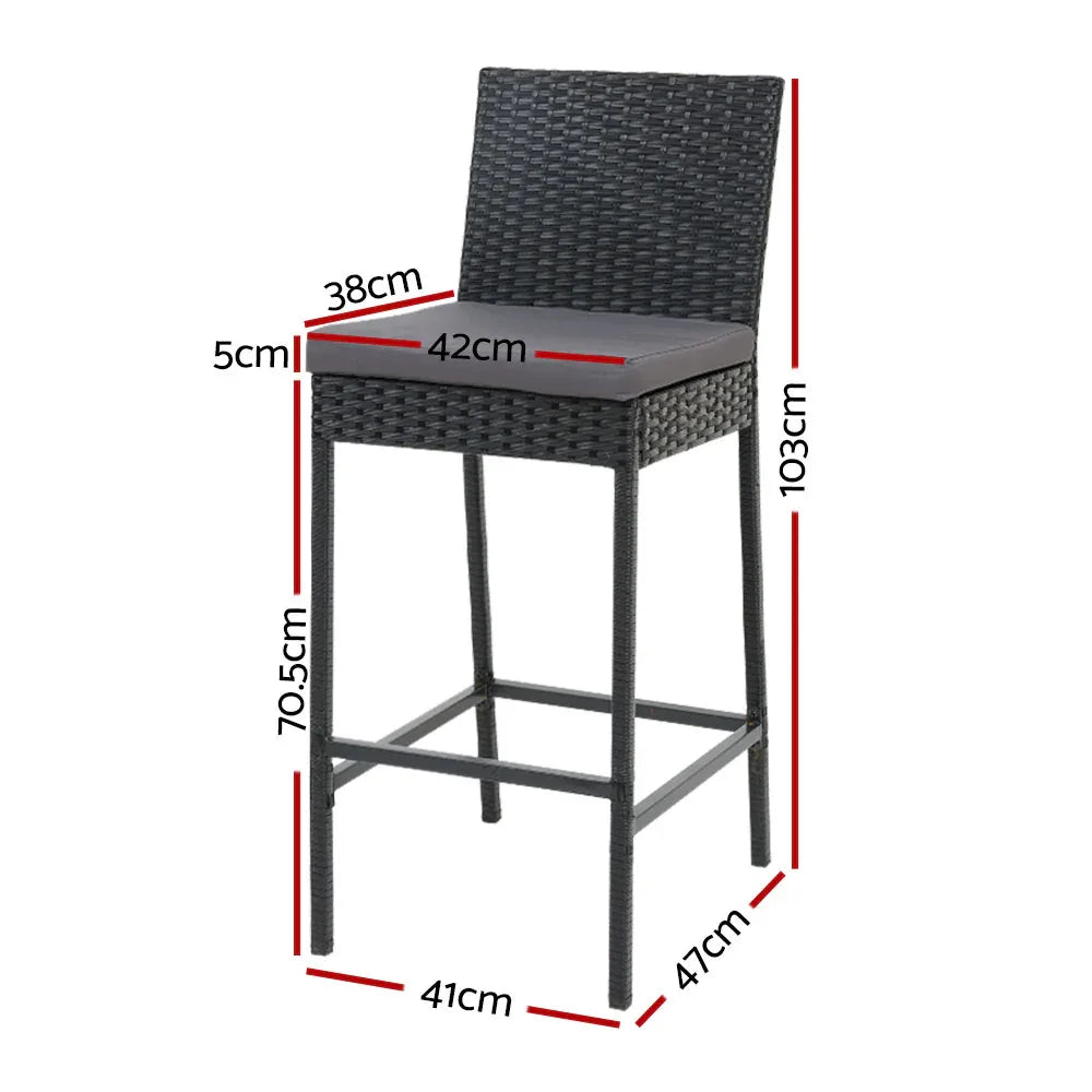 Gardeon 4-Piece Outdoor Bar Stools Dining Chair Bar Stools Rattan Furniture - Mekamart Australia