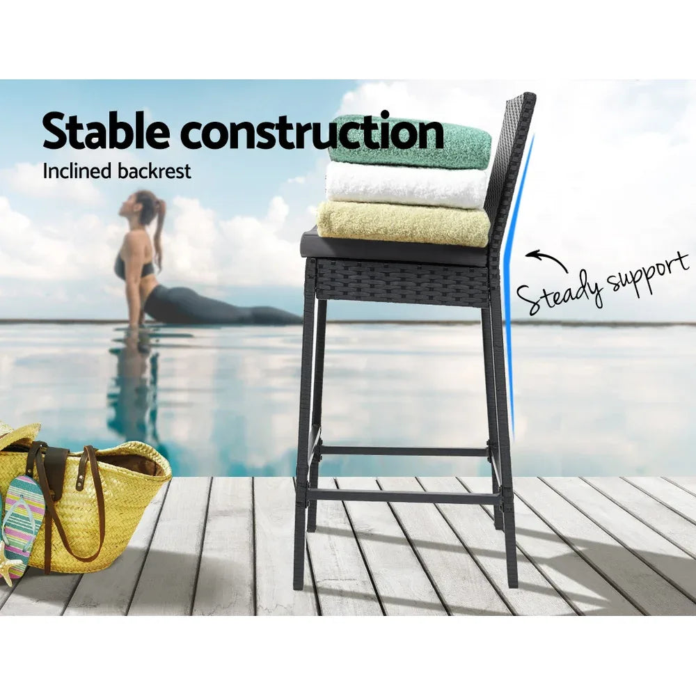 Gardeon 4-Piece Outdoor Bar Stools Dining Chair Bar Stools Rattan Furniture - Mekamart Australia