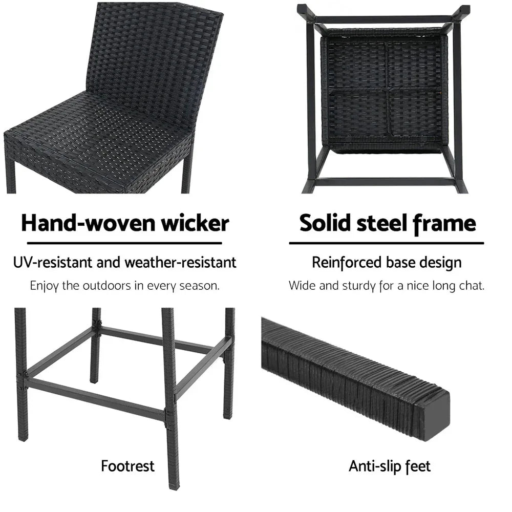 Gardeon 4-Piece Outdoor Bar Stools Dining Chair Bar Stools Rattan Furniture - Mekamart Australia