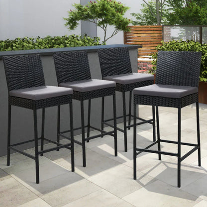 Gardeon 4-Piece Outdoor Bar Stools Dining Chair Bar Stools Rattan Furniture - Mekamart Australia