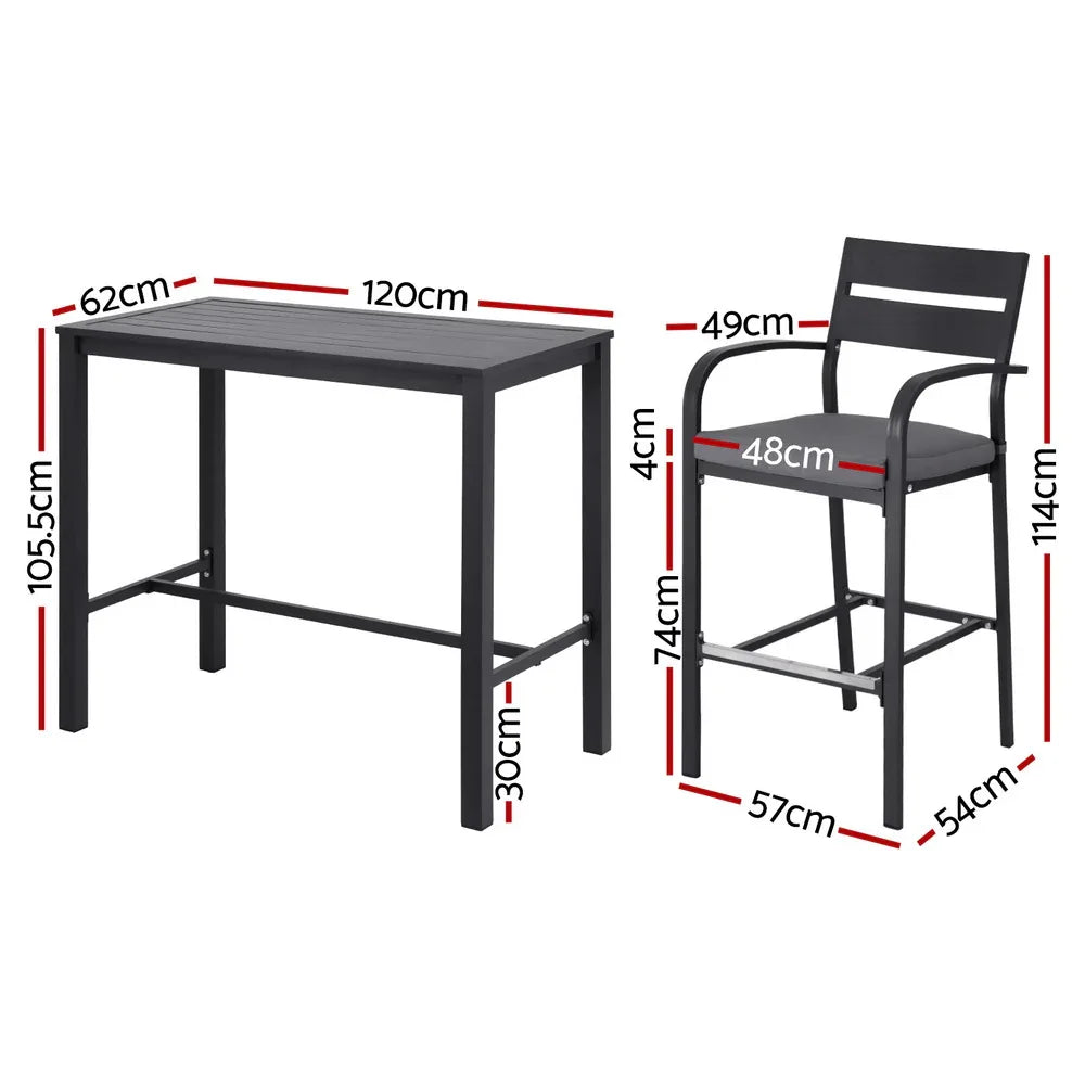 Gardeon Outdoor Bar Set 5-Piece Patio Dining Chairs Aluminium Table Stools - Mekamart Australia