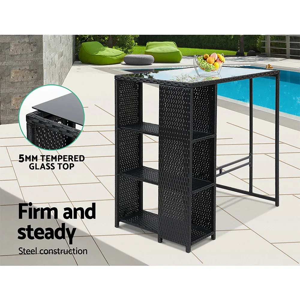 Gardeon 5-Piece Outdoor Bar Set Patio Dining Chairs Wicker Table Stools - Mekamart Australia