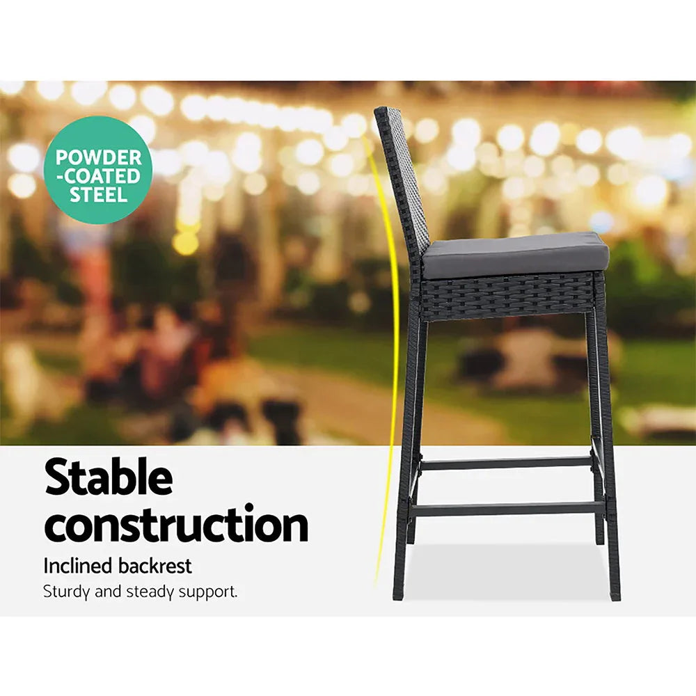 Gardeon 5-Piece Outdoor Bar Set Patio Dining Chairs Wicker Table Stools - Mekamart Australia