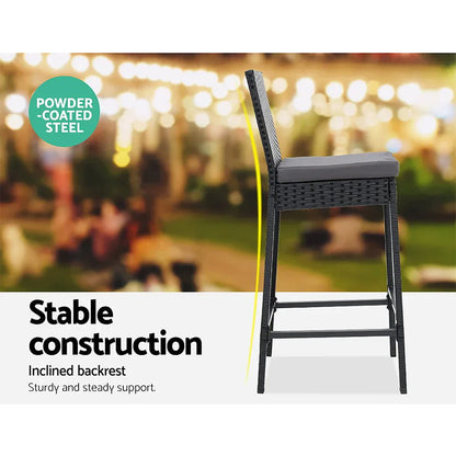Gardeon 5-Piece Outdoor Bar Set Patio Dining Chairs Wicker Table Stools - Mekamart Australia