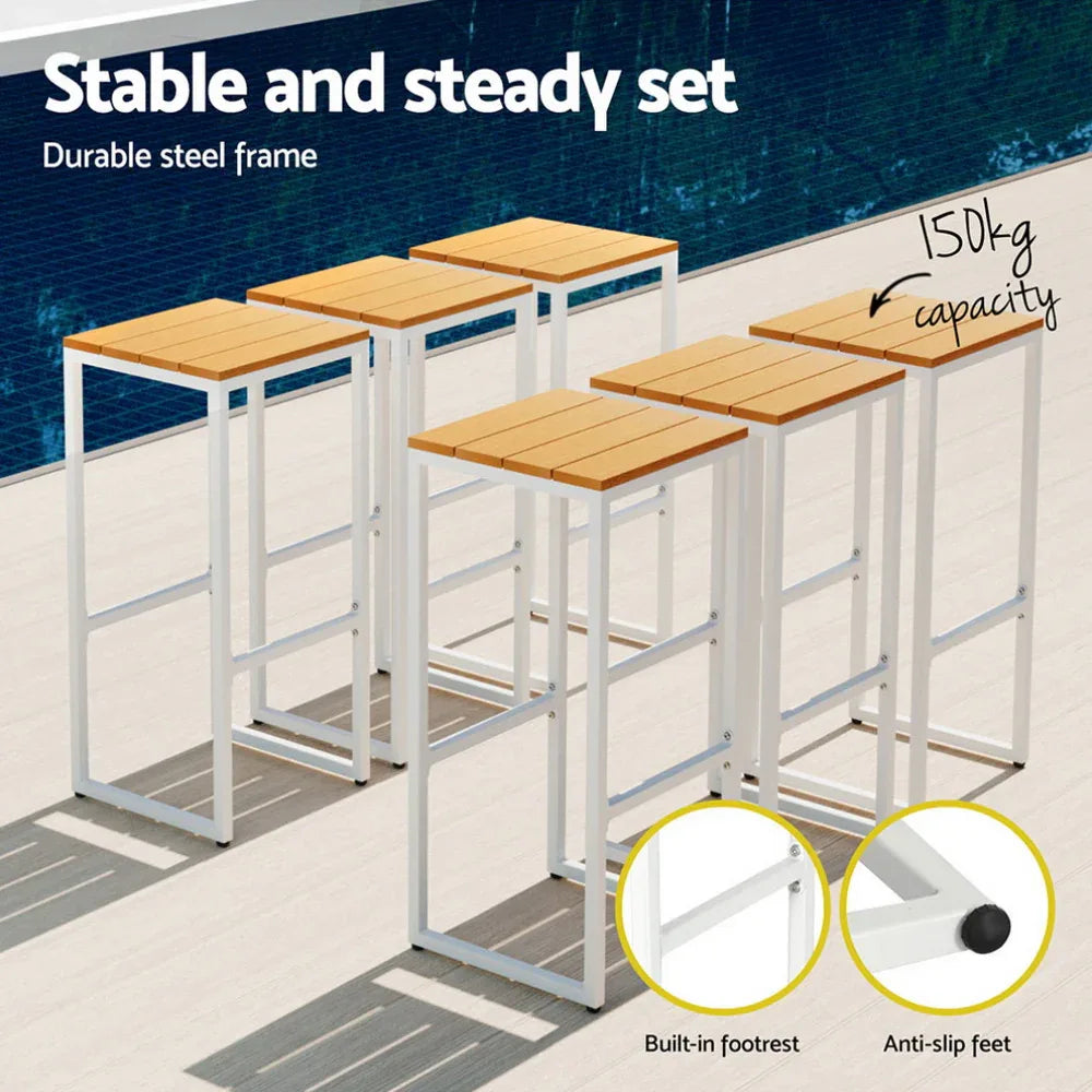 Gardeon 7-Piece Outdoor Bar Set Table Chairs Patio Bistro Set 6 Seater - Mekamart Australia