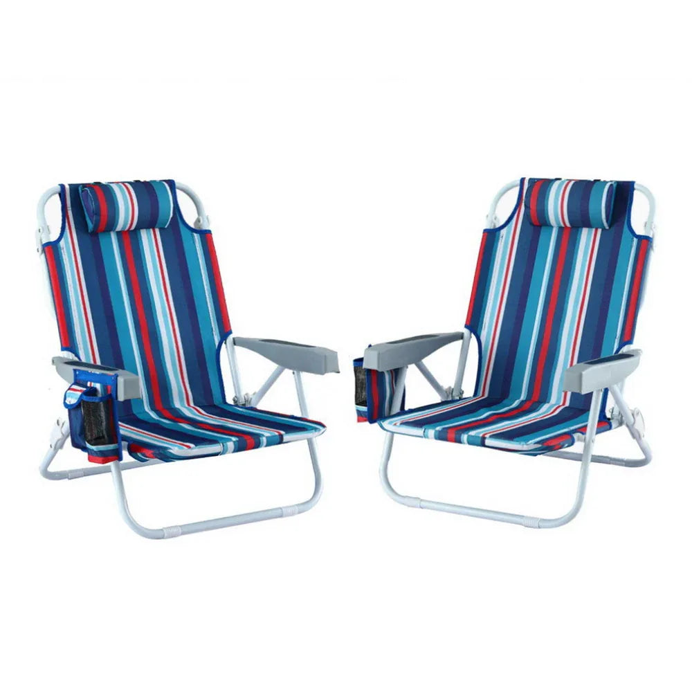 Gardeon Outdoor Chairs Beach Chair Backpack Cooler Storage Lightweight Fishing Blue - Mekamart Australia