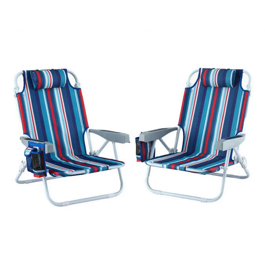Gardeon Outdoor Chairs Beach Chair Backpack Cooler Storage Lightweight Fishing Blue - Mekamart Australia