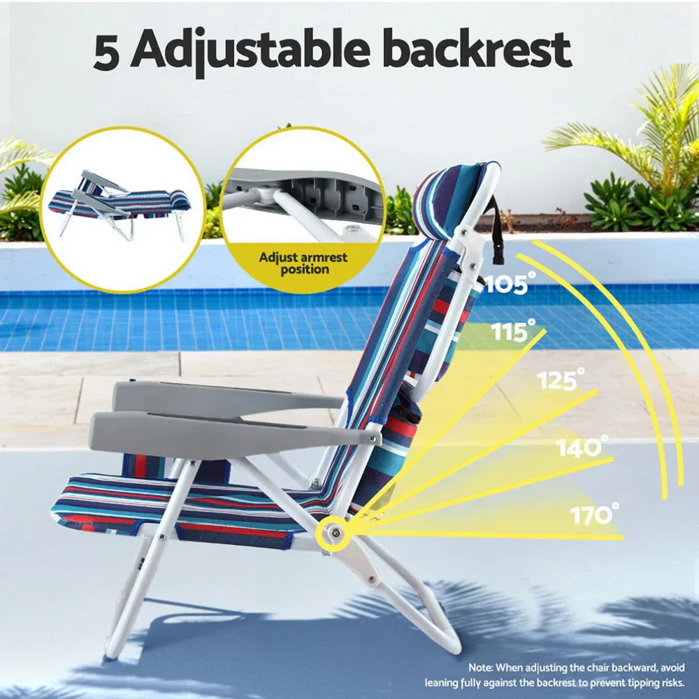 Gardeon Outdoor Chairs Beach Chair Backpack Cooler Storage Lightweight Fishing Blue - Mekamart Australia