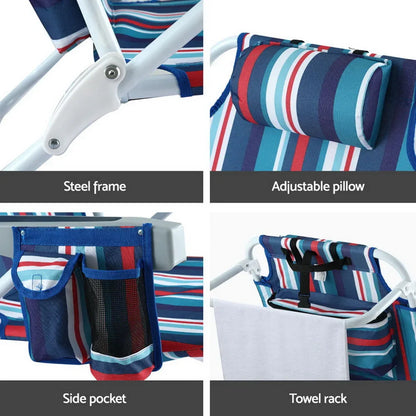 Gardeon Outdoor Chairs Beach Chair Backpack Cooler Storage Lightweight Fishing Blue - Mekamart Australia