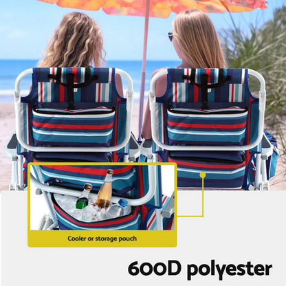 Gardeon Outdoor Chairs Beach Chair Backpack Cooler Storage Lightweight Fishing Blue - Mekamart Australia