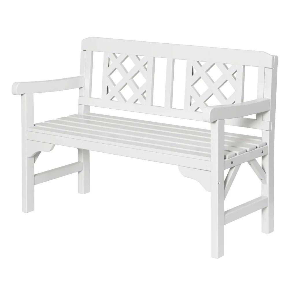 Gardeon Outdoor Garden Bench Wooden Chair 2 Seat Patio Furniture Lounge White - Mekamart Australia