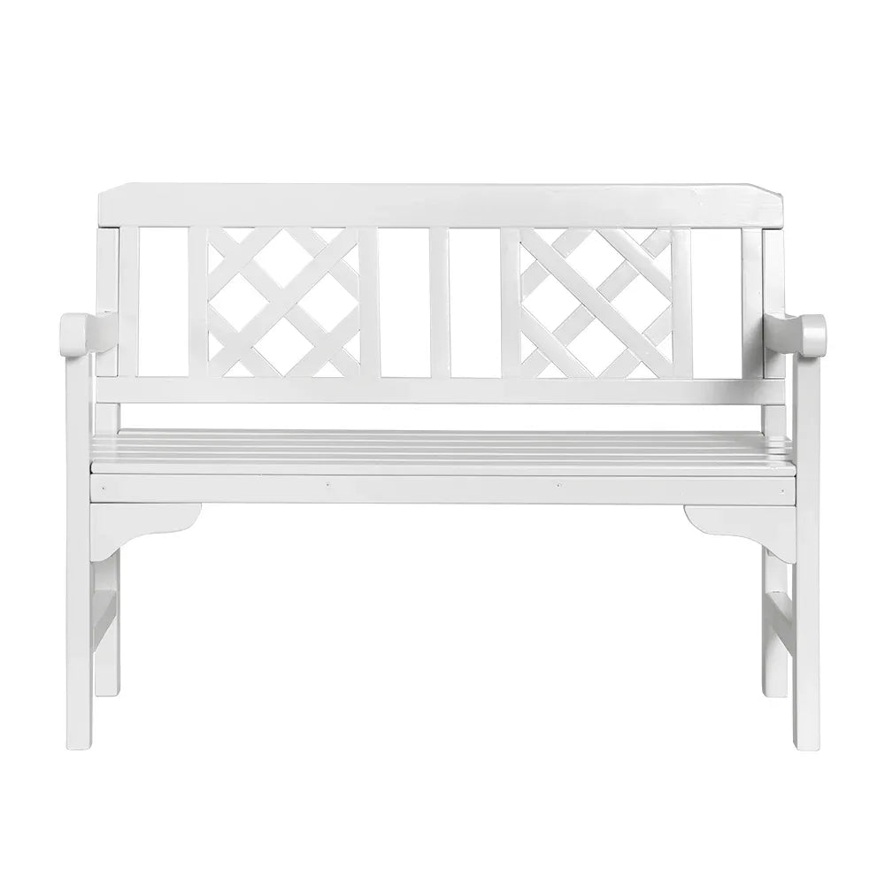Gardeon Outdoor Garden Bench Wooden Chair 2 Seat Patio Furniture Lounge White - Mekamart Australia