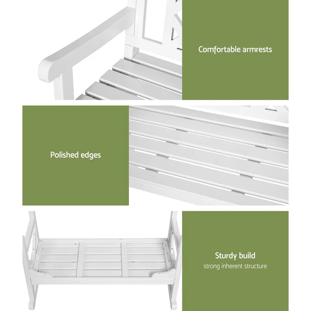 Gardeon Outdoor Garden Bench Wooden Chair 2 Seat Patio Furniture Lounge White - Mekamart Australia