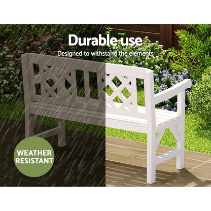 Gardeon Outdoor Garden Bench Wooden Chair 2 Seat Patio Furniture Lounge White - Mekamart Australia