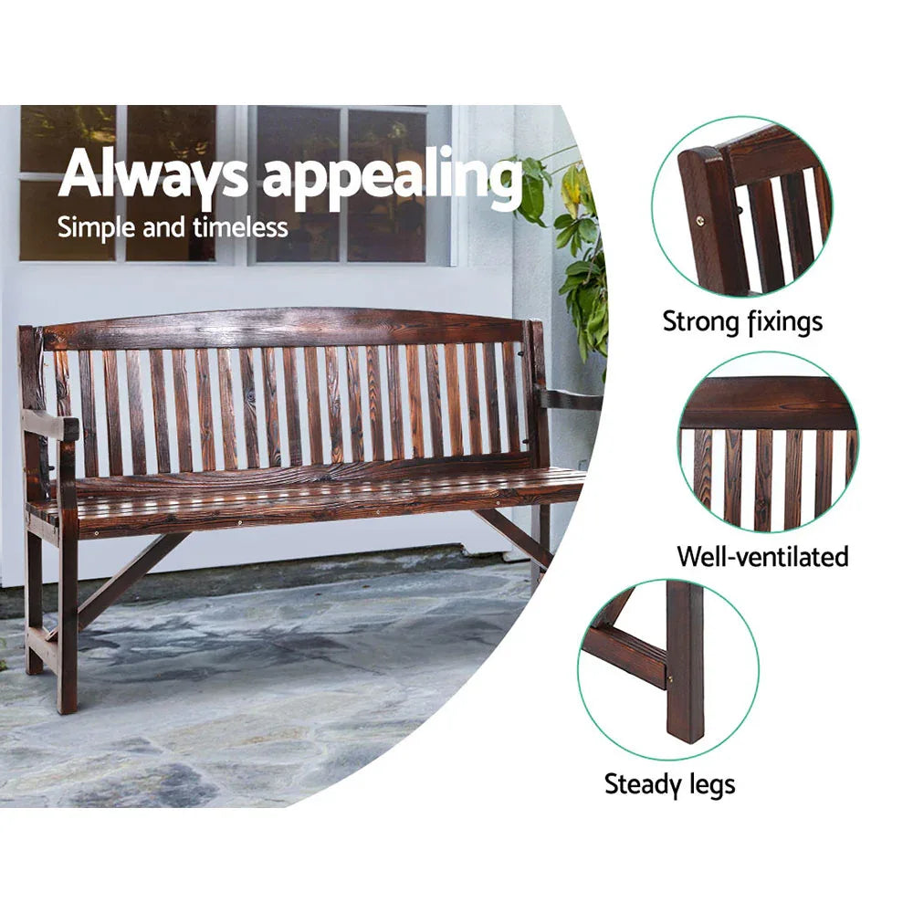 Gardeon 5FT Outdoor Garden Bench Wooden 3 Seat Chair Patio Furniture Charcoal - Mekamart Australia