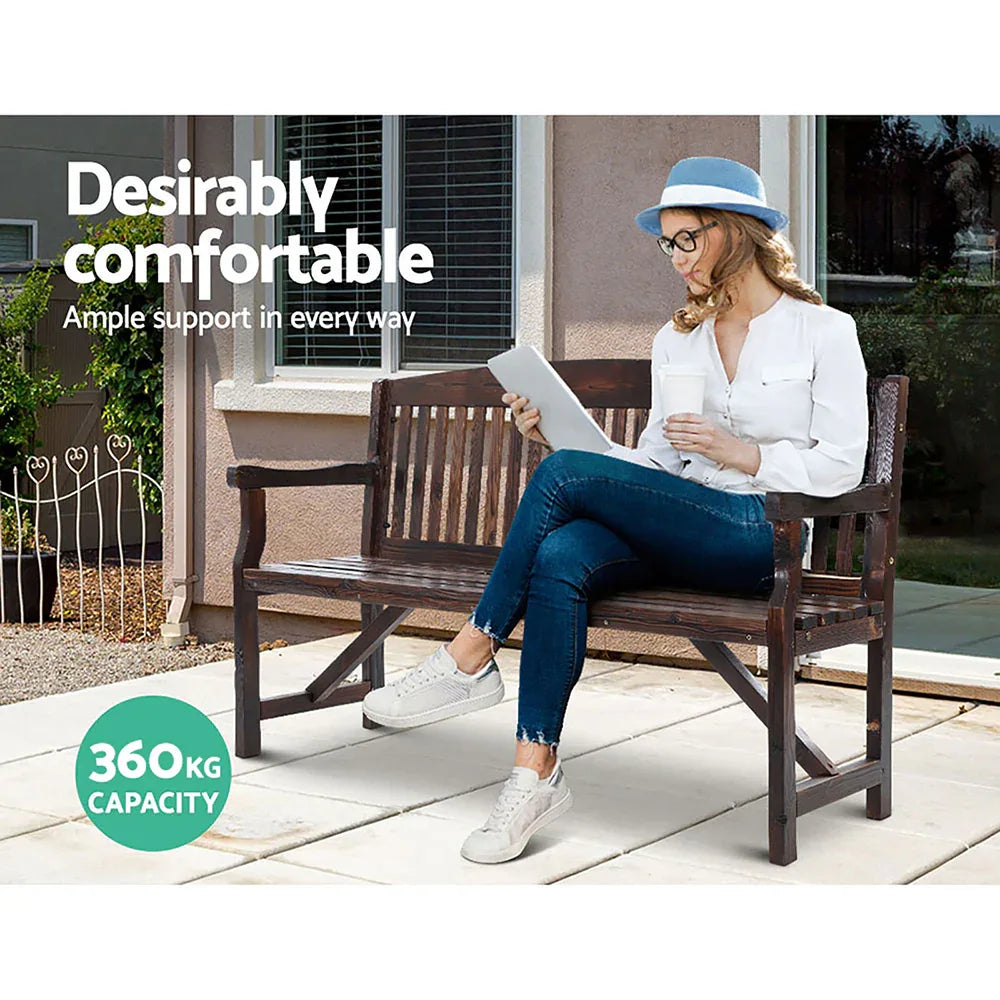 Gardeon 5FT Outdoor Garden Bench Wooden 3 Seat Chair Patio Furniture Charcoal - Mekamart Australia