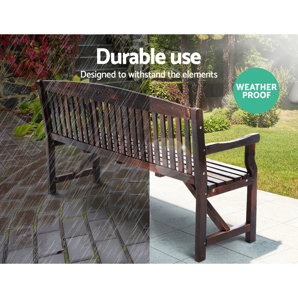Gardeon 5FT Outdoor Garden Bench Wooden 3 Seat Chair Patio Furniture Charcoal - Mekamart Australia