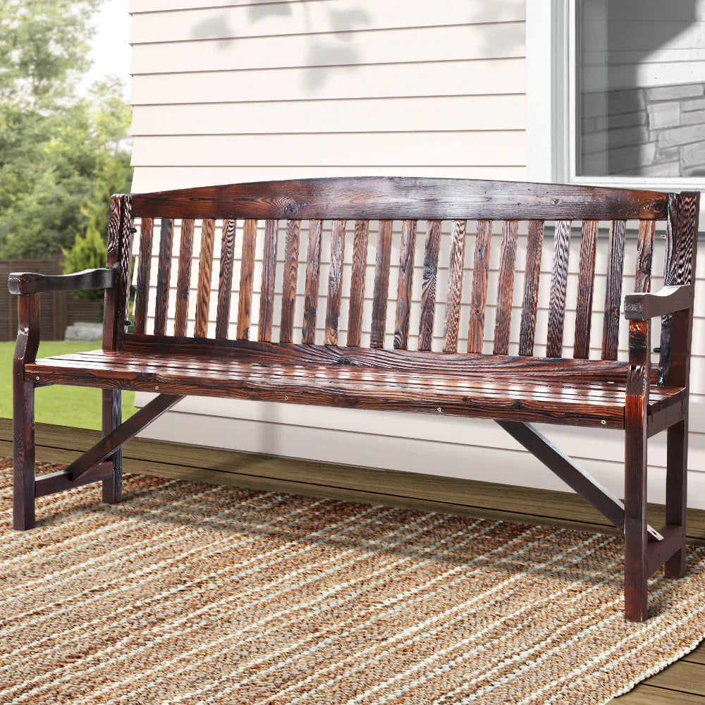Gardeon 5FT Outdoor Garden Bench Wooden 3 Seat Chair Patio Furniture Charcoal - Mekamart Australia