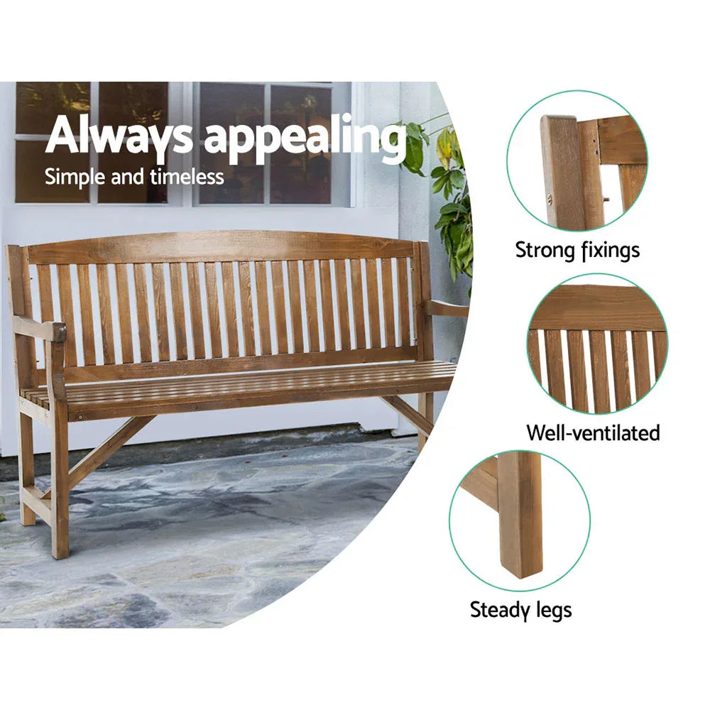 Gardeon 5FT Outdoor Garden Bench Wooden 3 Seat Chair Patio Furniture Natural - Mekamart Australia