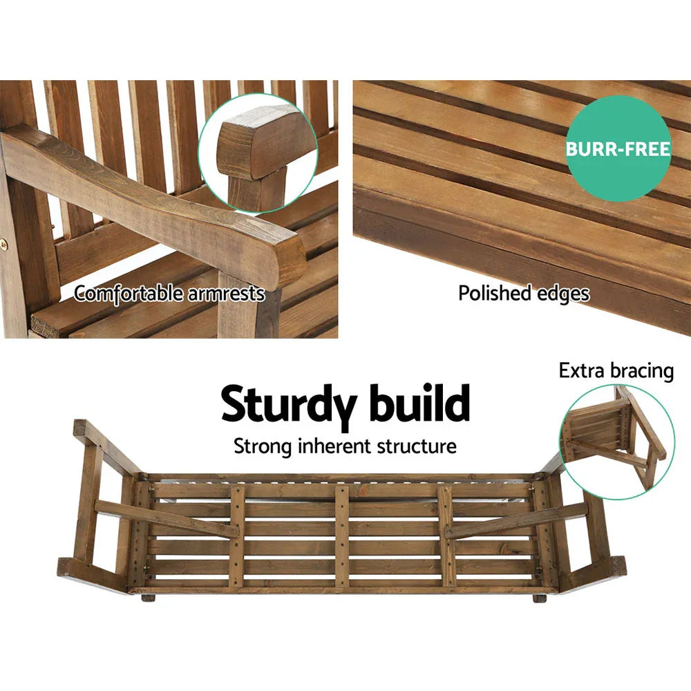Gardeon 5FT Outdoor Garden Bench Wooden 3 Seat Chair Patio Furniture Natural - Mekamart Australia