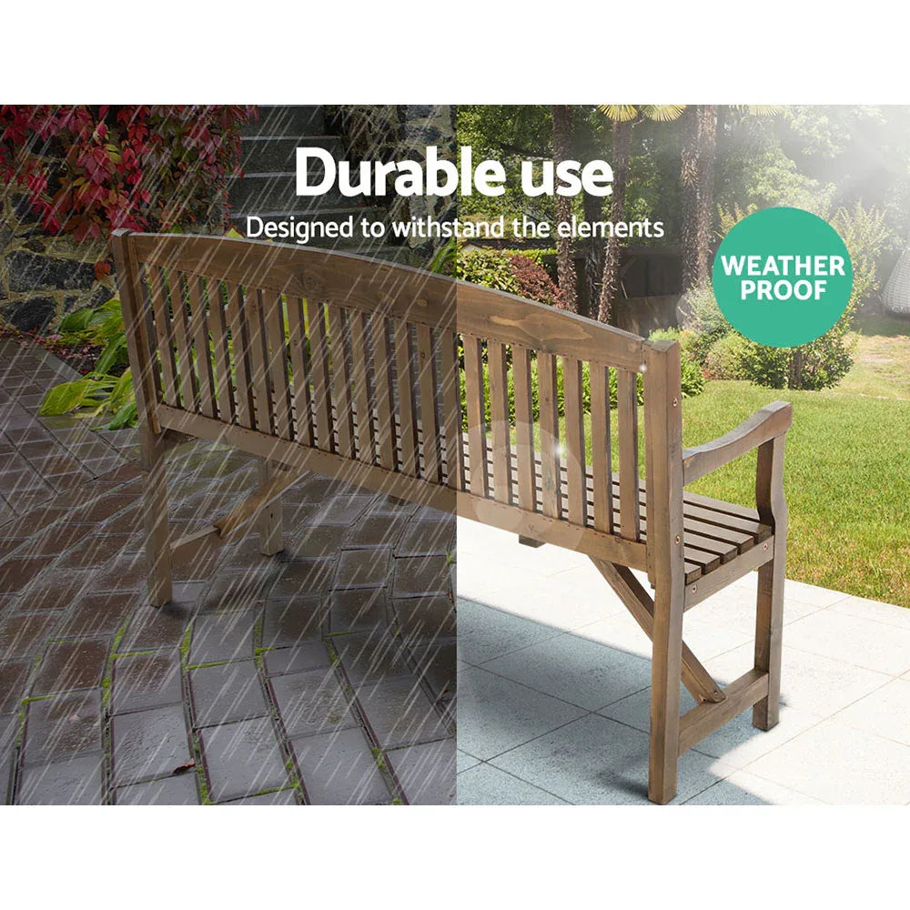 Gardeon 5FT Outdoor Garden Bench Wooden 3 Seat Chair Patio Furniture Natural - Mekamart Australia