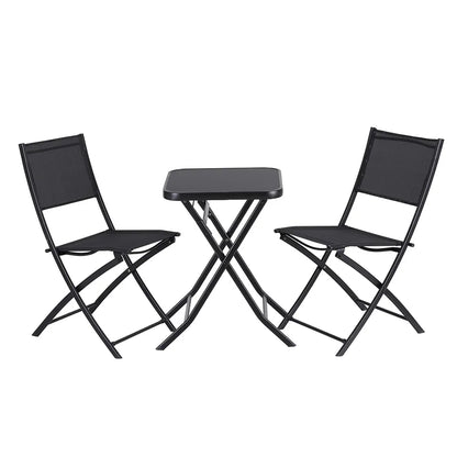 Gardeon Outdoor Bistro Set Folding Table and Chairs Patio Furniture Garden Steel Black - Mekamart Australia