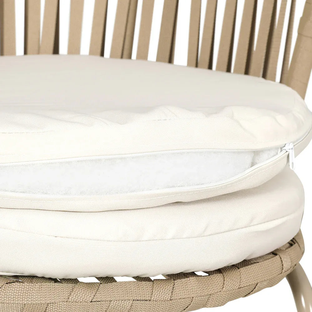 Gardeon 3PC Outdoor Bistro Set Patio Furniture Rope Setting Chairs Table Beige - Mekamart Australia