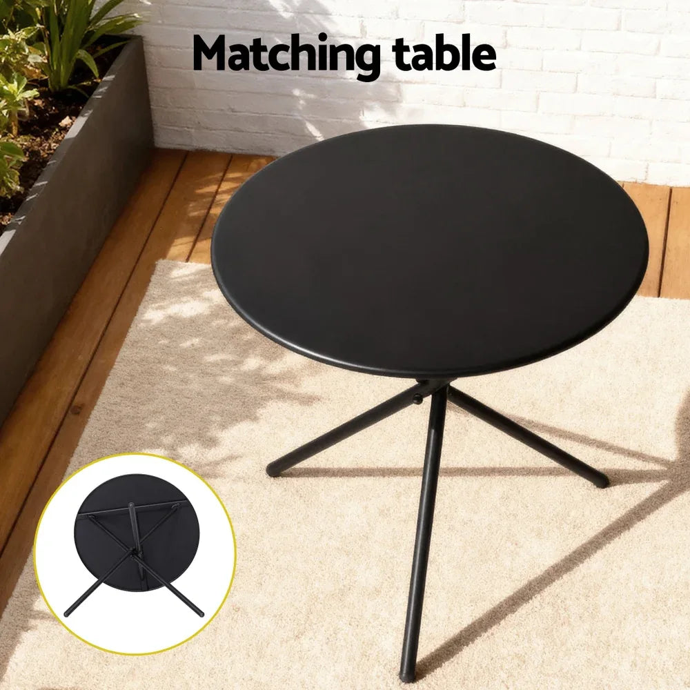 Gardeon 3PC Outdoor Bistro Set Table and Chairs Steel Dining Chair Patio Furniture Textilene - Mekamart Australia