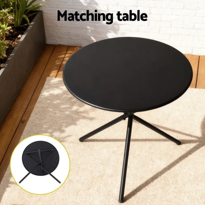 Gardeon 3PC Outdoor Bistro Set Table and Chairs Steel Dining Chair Patio Furniture Textilene - Mekamart Australia