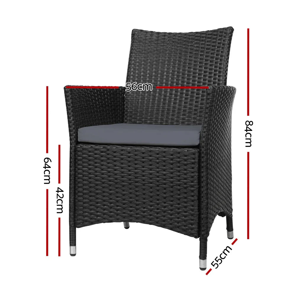 Gardeon Outdoor Dining Chairs Patio Furniture Wicker Garden Cushion Idris 2PC - Mekamart Australia