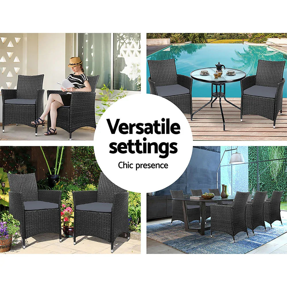 Gardeon Outdoor Dining Chairs Patio Furniture Wicker Garden Cushion Idris 2PC - Mekamart Australia