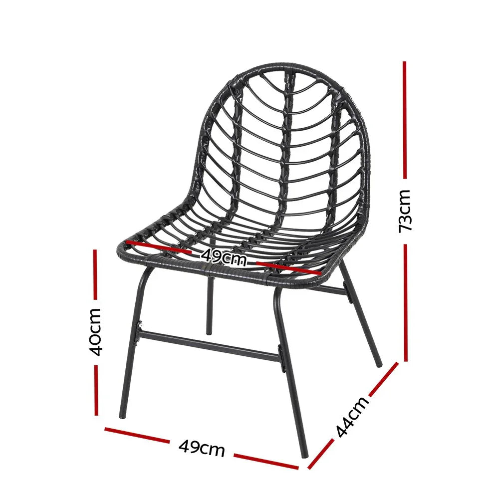 Gardeon 2x Outdoor Chairs Dining Chair Lounge Wicker Patio Furniture Black - Mekamart Australia