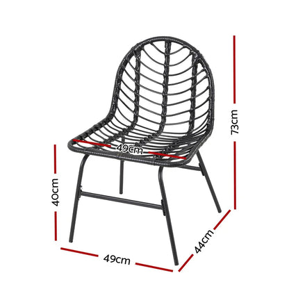 Gardeon 2x Outdoor Chairs Dining Chair Lounge Wicker Patio Furniture Black - Mekamart Australia