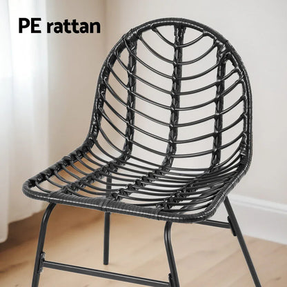 Gardeon 2x Outdoor Chairs Dining Chair Lounge Wicker Patio Furniture Black - Mekamart Australia