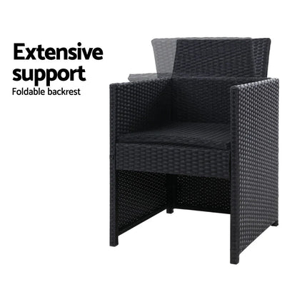 Gardeon 2PC Outdoor Dining Chairs Patio Furniture Wicker Garden Cushion Hugo - Mekamart Australia