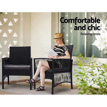 Gardeon 2PC Outdoor Dining Chairs Patio Furniture Wicker Lounge Chair Garden - Mekamart Australia
