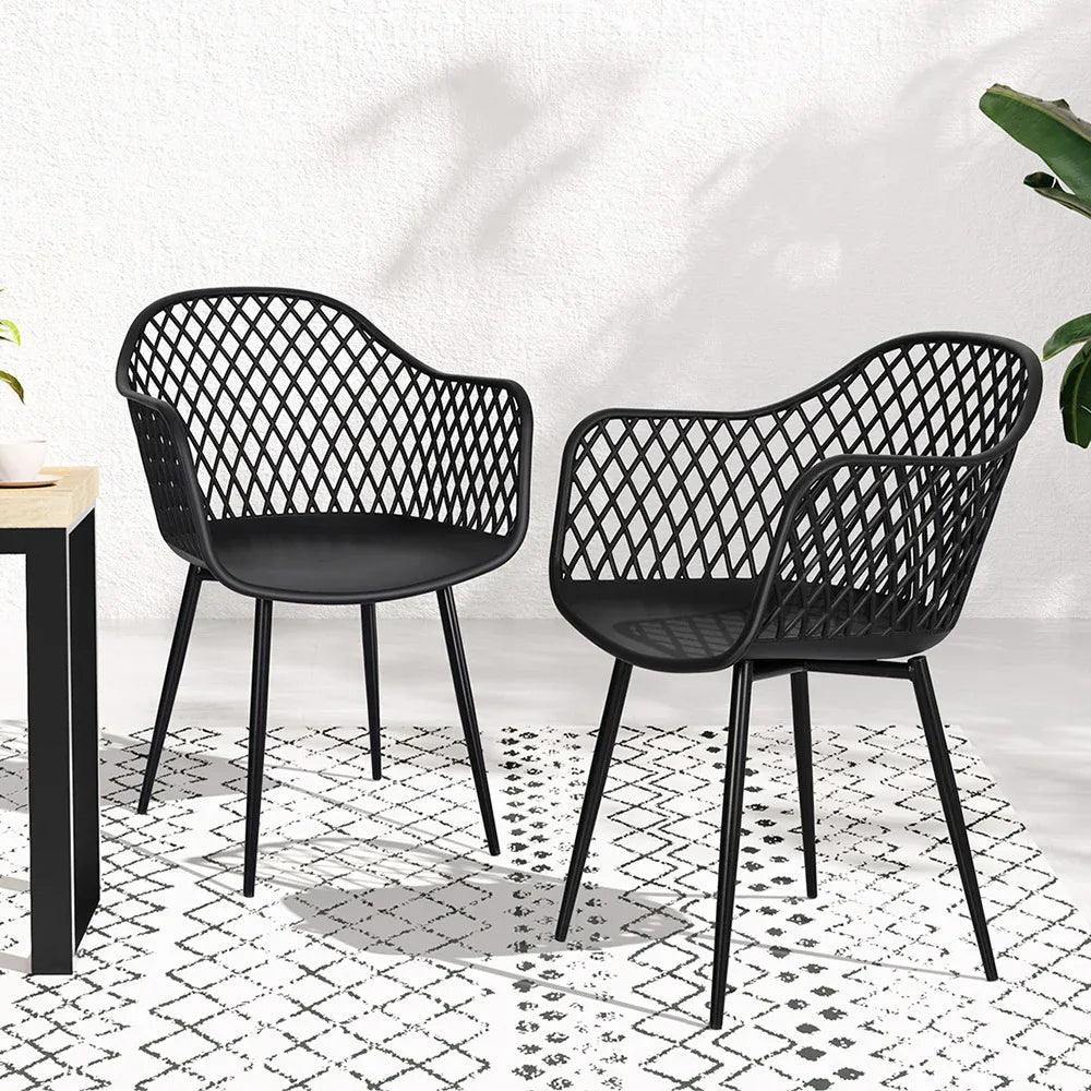 Gardeon 4PC Outdoor Dining Chairs PP Lounge Chair Patio Furniture Garden Black - Mekamart Australia