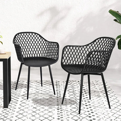 Gardeon 4PC Outdoor Dining Chairs PP Lounge Chair Patio Furniture Garden Black - Mekamart Australia