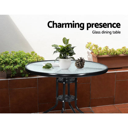 Gardeon 3PC Bistro Set Outdoor Furniture Rattan Table Chairs Cushion Patio Garden Ezra - Mekamart Australia