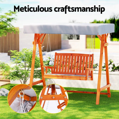 Gardeon Swing Chair Wooden Garden Bench Canopy 2 Seater Outdoor Furniture - Mekamart Australia