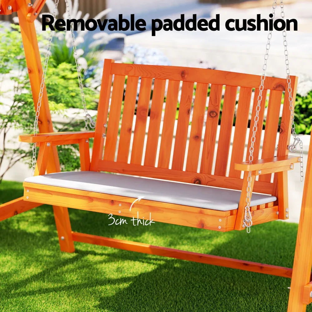 Gardeon Swing Chair Wooden Garden Bench Canopy 2 Seater Outdoor Furniture - Mekamart Australia