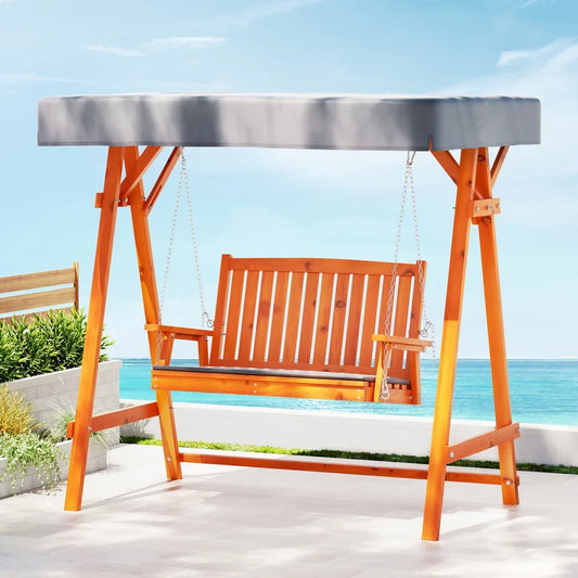 Gardeon Swing Chair Wooden Garden Bench Canopy 2 Seater Outdoor Furniture - Mekamart Australia