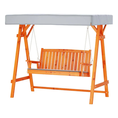 Gardeon Outdoor Wooden Swing Chair Garden Bench Canopy Cushion 3 Seater Teak - Mekamart Australia